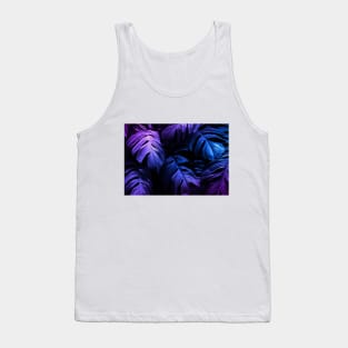 Neon Tropical Monstera Leaf Pattern Tank Top